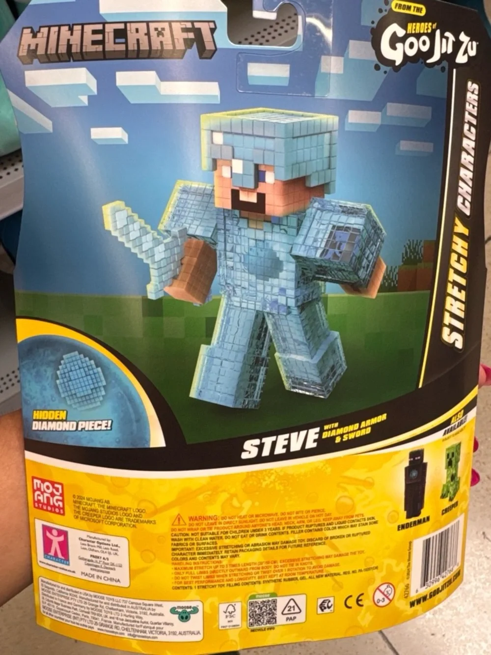 Steve Stretchy Character with Diamond Armor & Sword - Blue
